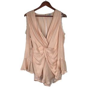 Blush Romper Playsuit Cold Shoulder Bell Sleeve | Balletcore Fairycore Barbie